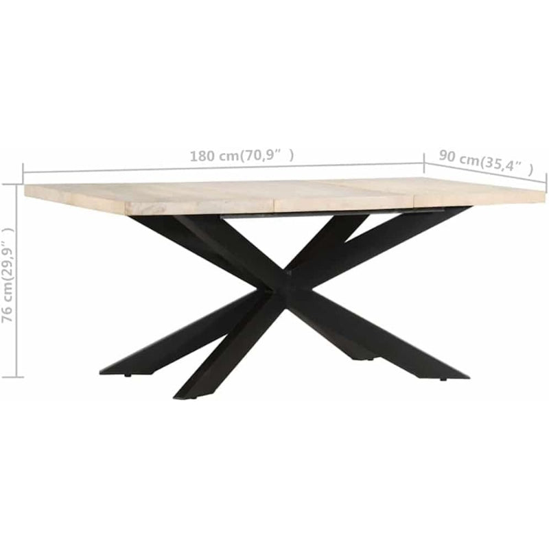 Solid Mango Wood Dining Table with Steel Legs