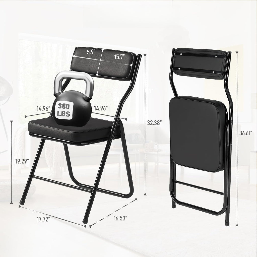 4 Pack Black Padded Folding Chairs