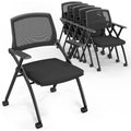 6 Pack Black Wheeled Padded Foldable Chairs