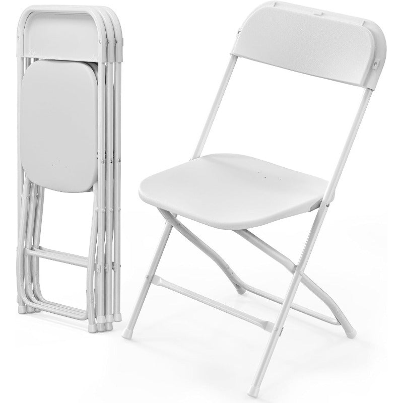 4 Pack White Plastic Steel Folding Chairs