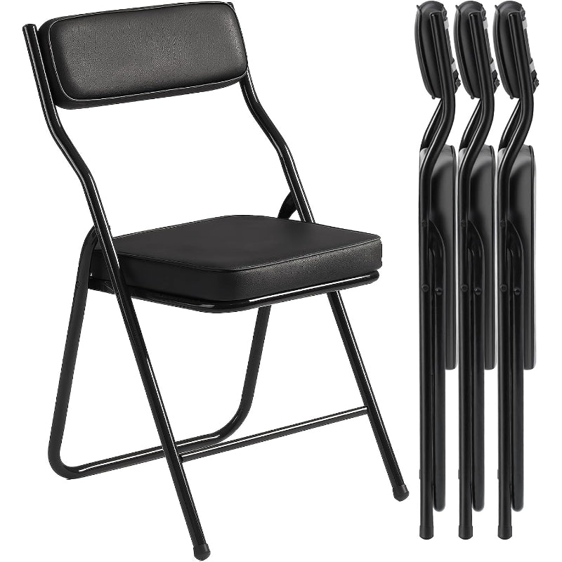4 Pack Black Padded Folding Chairs