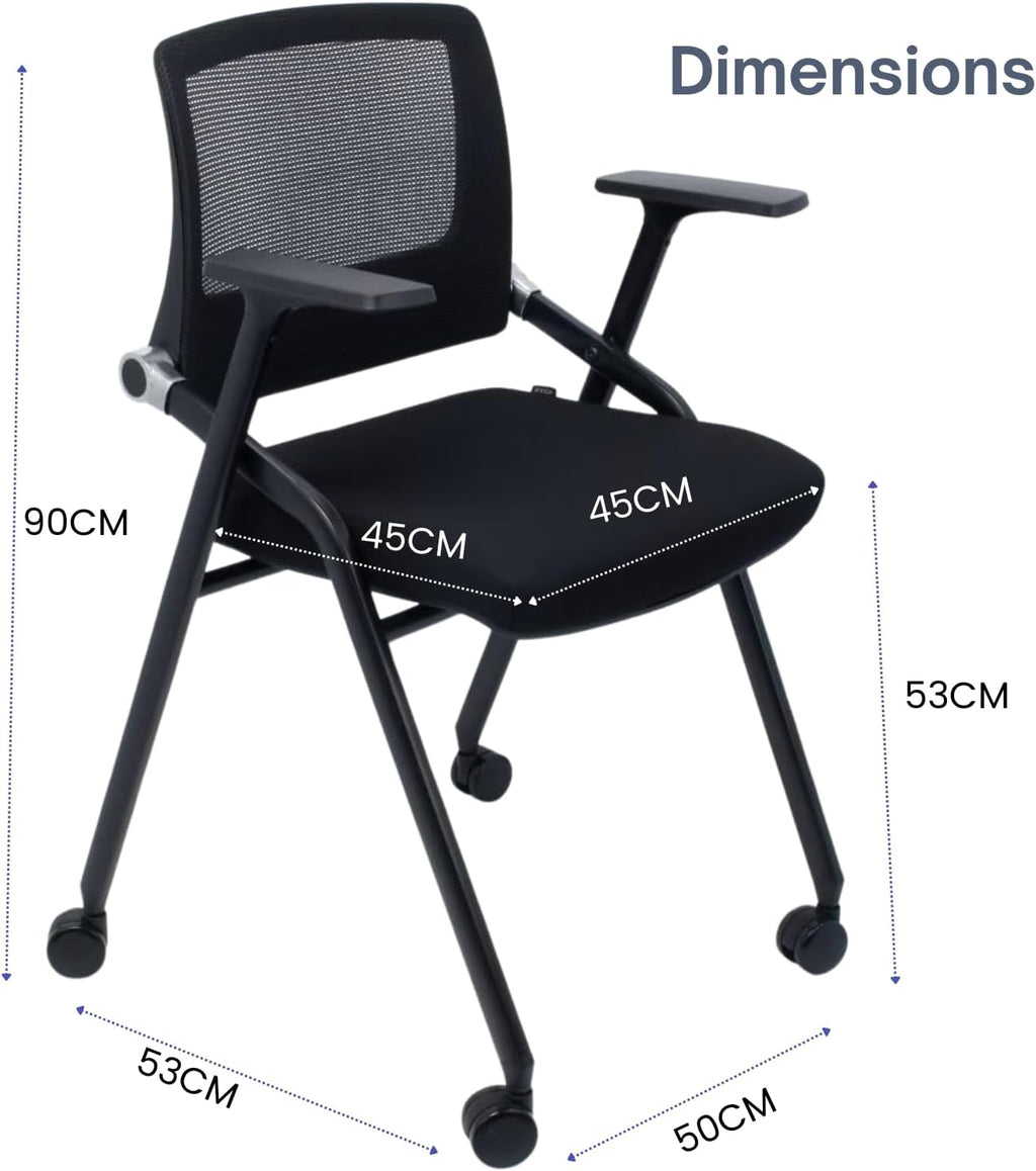 2 Pack Black Wheeled Mesh Foldable Chairs