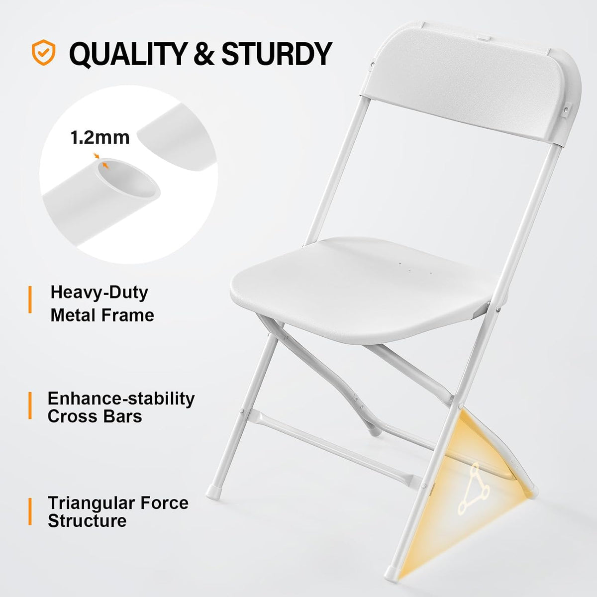 4 Pack White Plastic Steel Folding Chairs