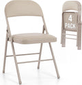 4 Pack Khaki Padded Metal Folding Chairs