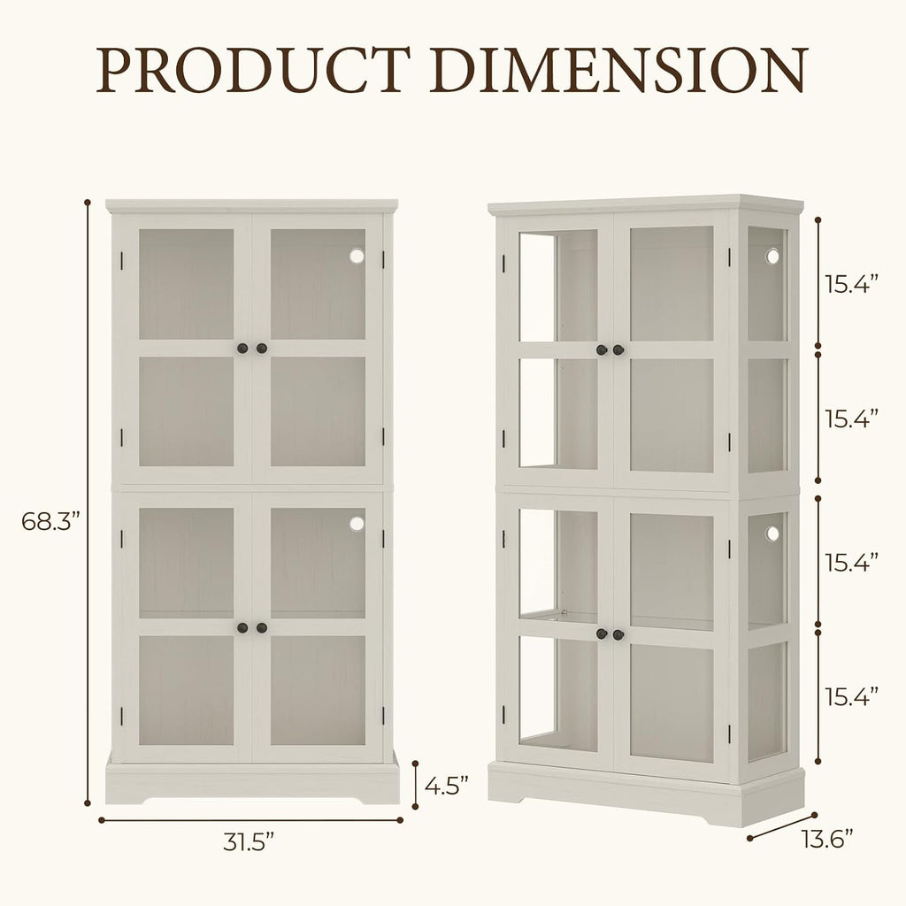 4‑Tier Glass Door Curio Display Cabinet