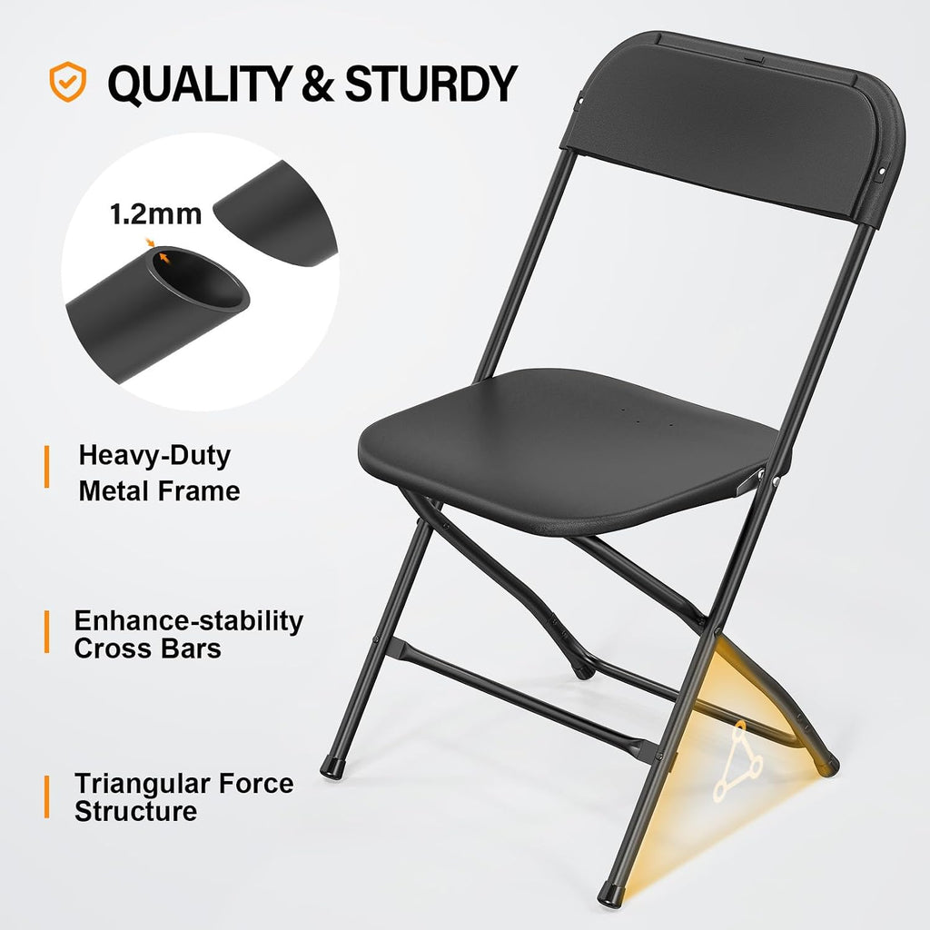4 Pack Black Plastic Steel Folding Chairs