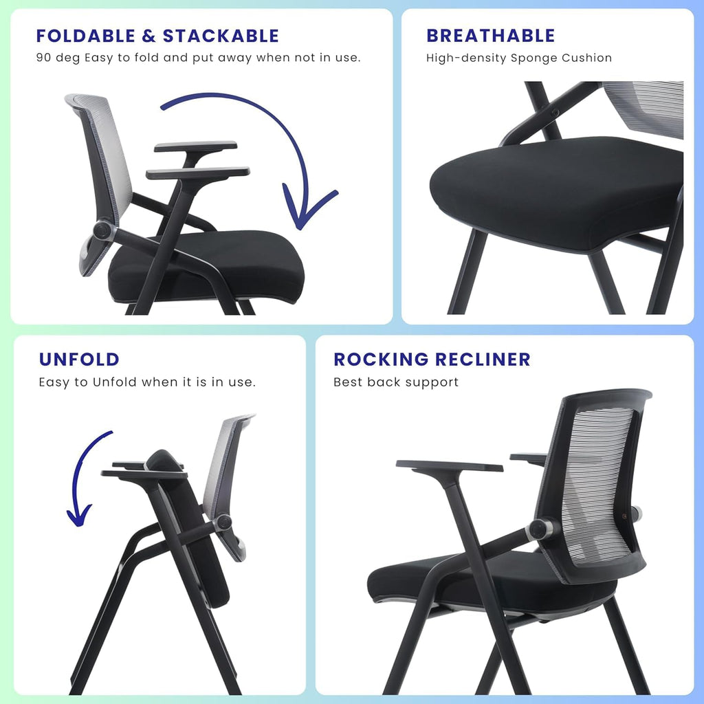 2 Pack Wheeled Foldable Conference Chairs