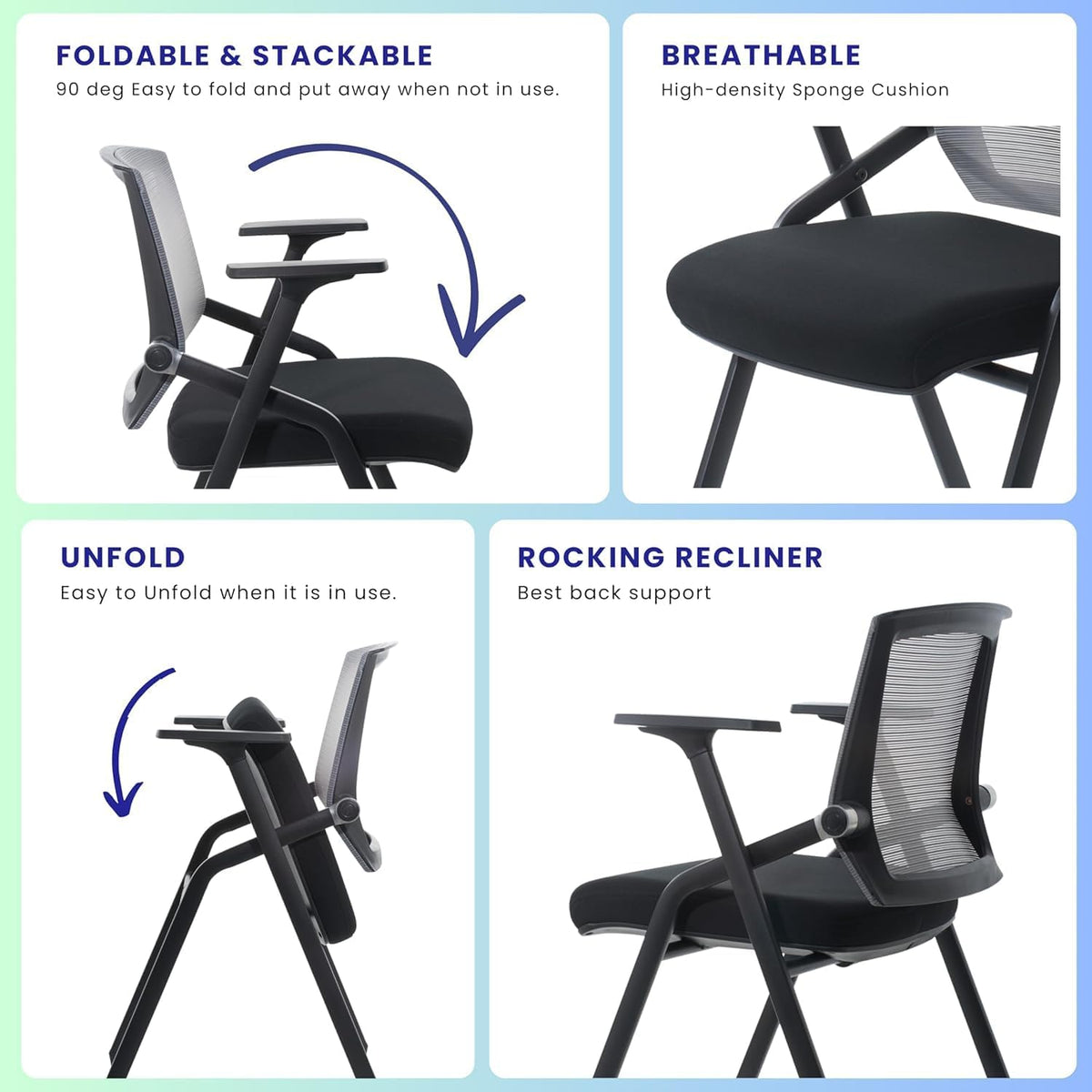 2 Pack Wheeled Foldable Conference Chairs