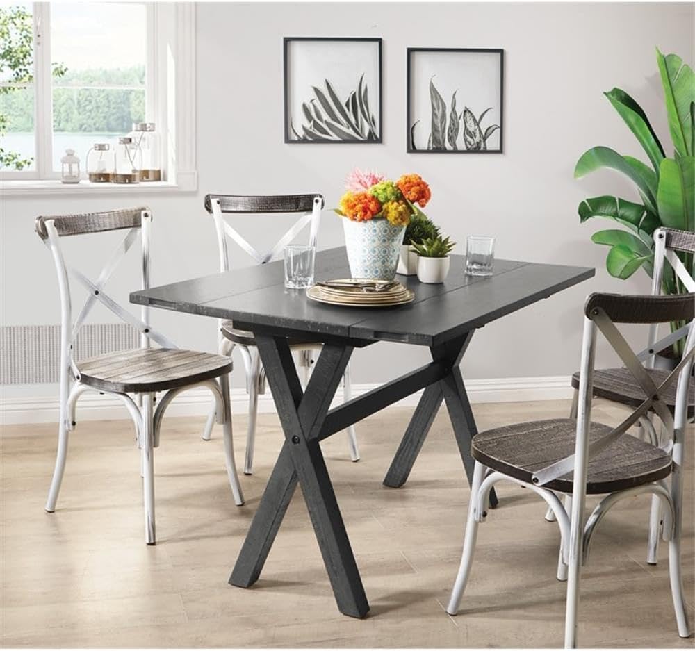 Gray Flip‑Top Farmhouse Folding Dining Table