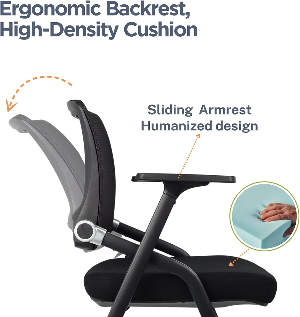 2 Pack Black Wheeled Mesh Foldable Chairs