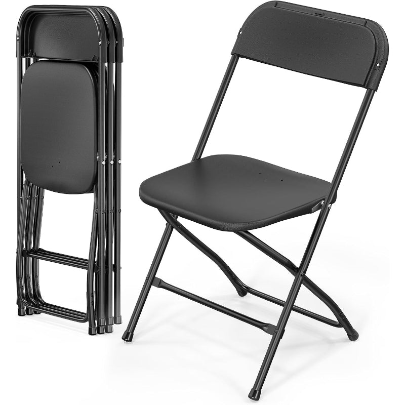 4 Pack Black Plastic Steel Folding Chairs