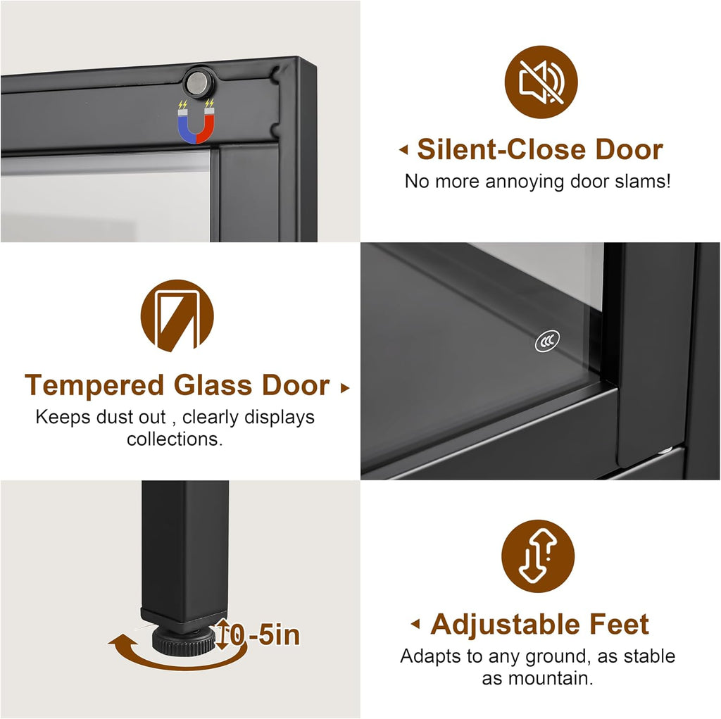 4‑Tier Glass Door Display Cabinet