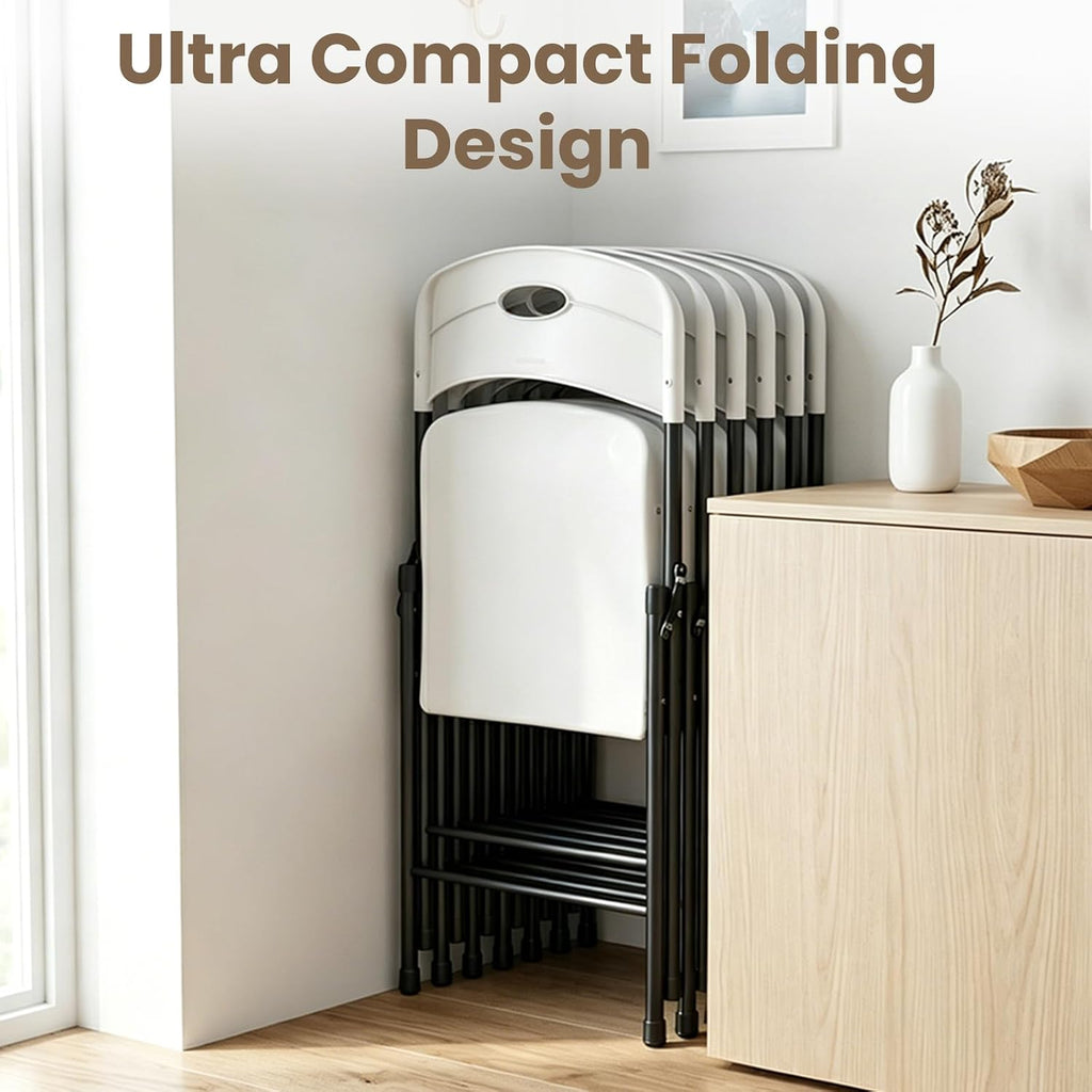 4 PCS White Heavy‑Duty Plastic Folding Chairs