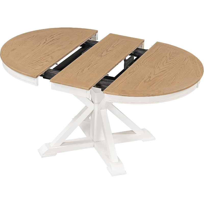 Retro Extendable Oval Wooden Dining Table