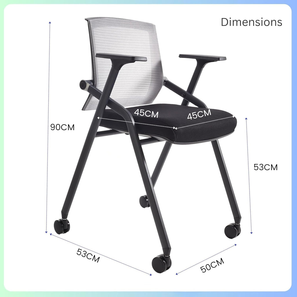 2 Pack Wheeled Foldable Conference Chairs
