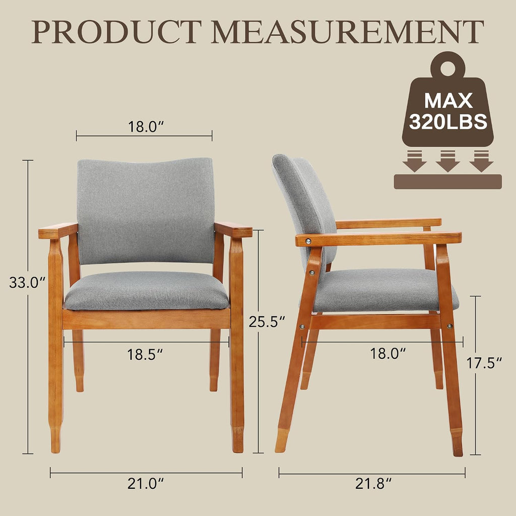 1 Pack Grey Linen Dining Armchair Solid Wood Frame