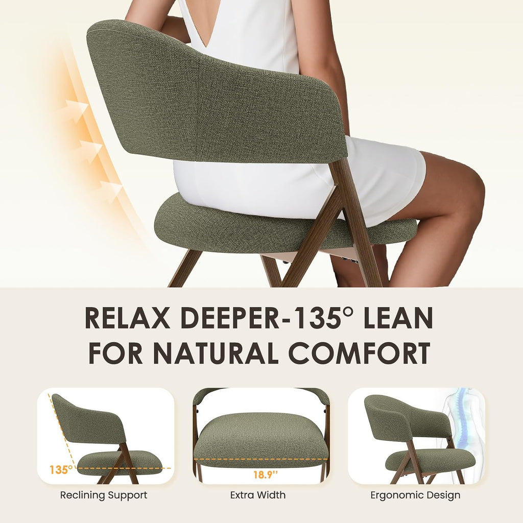 2 Pack Green Open‑Back Dining Chairs with Iron Legs