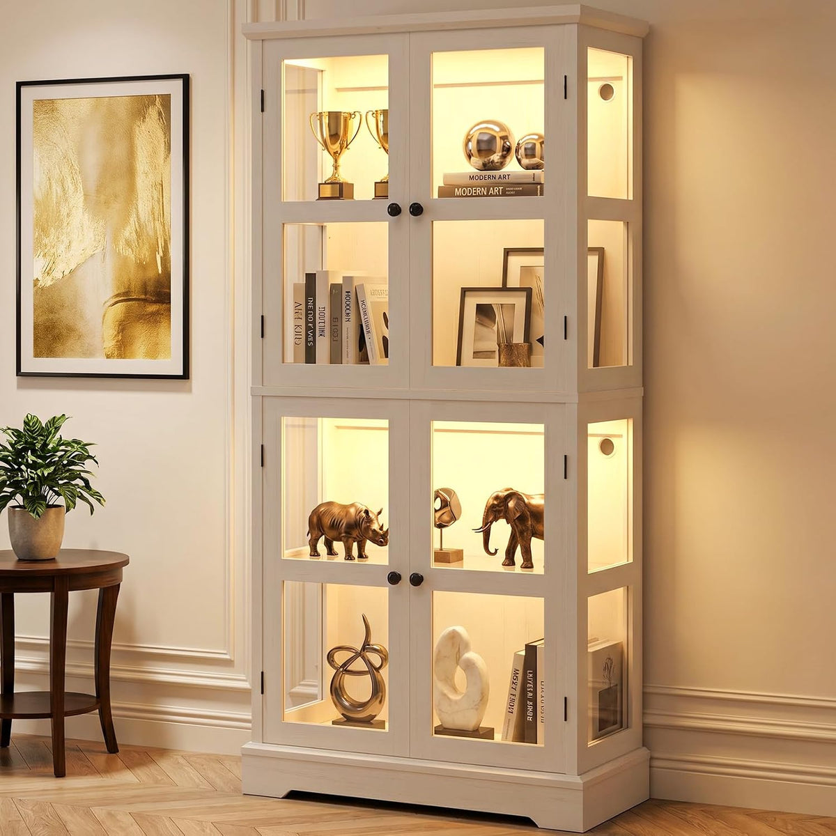 4‑Tier Glass Door Curio Display Cabinet