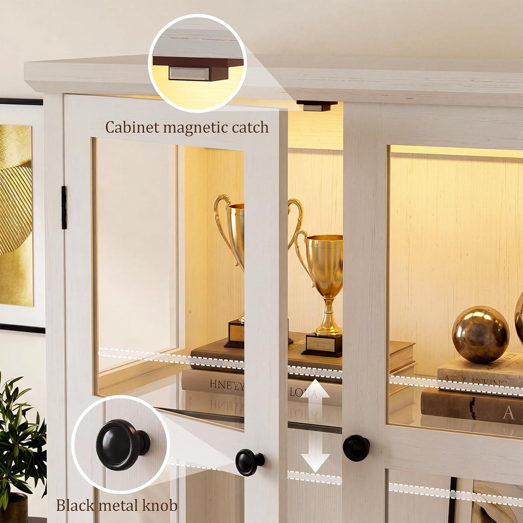 4‑Tier Glass Door Curio Display Cabinet