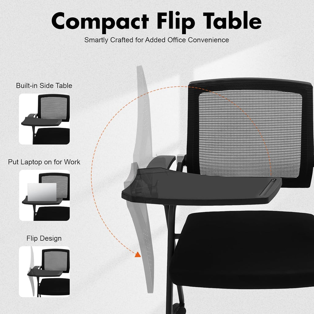 4 Pack Wheeled Foldable Chairs With Writing Board