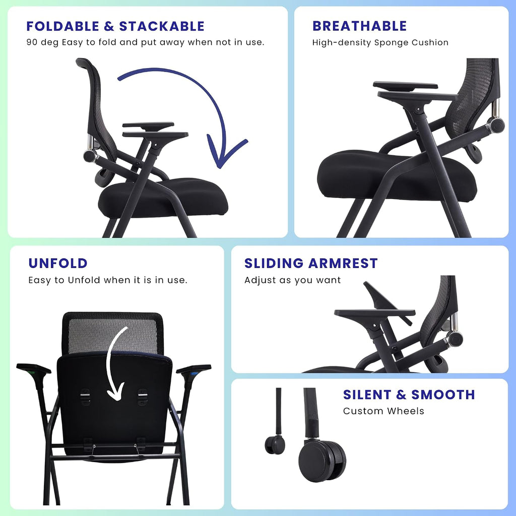 10 Pack Mesh Foldable Conference Chairs