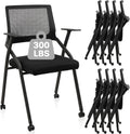 8 Pack Black Wheeled Padded Foldable Chairs