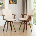 Walnut Swivel Mid‑Century Dining Chairs with Arms