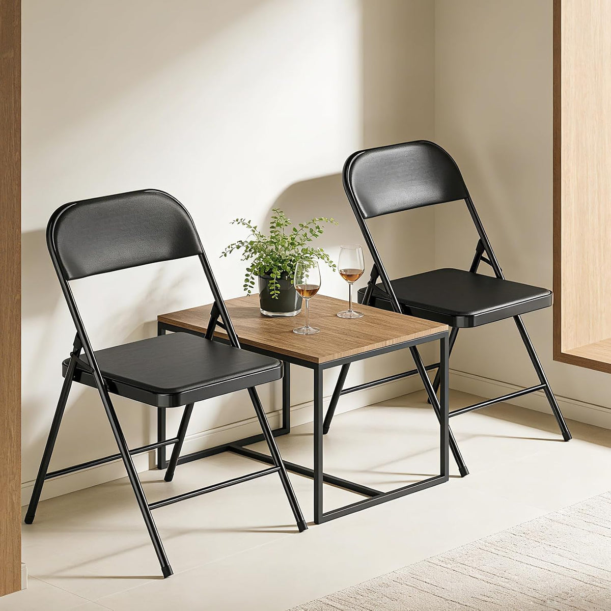 4 Pack Black Padded Metal Folding Chairs