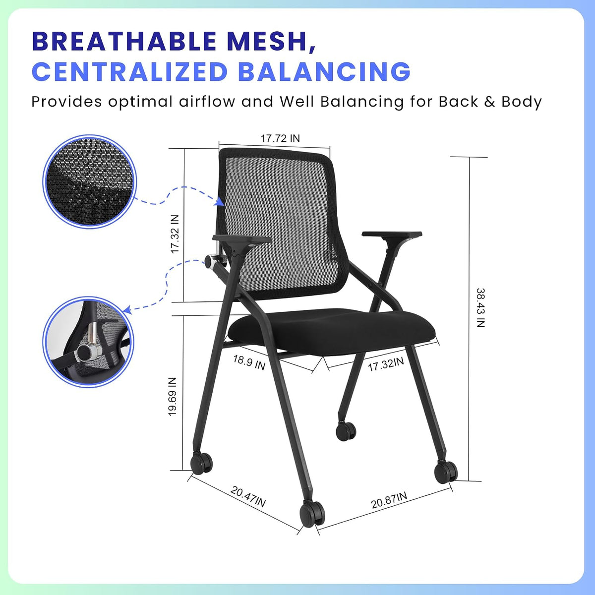 10 Pack Mesh Foldable Conference Chairs