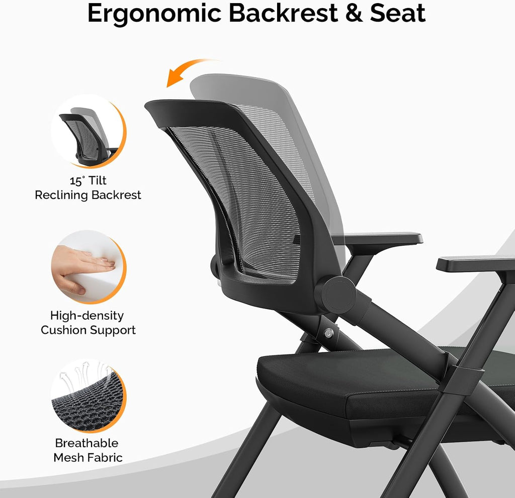 6 Pack Black Wheeled Padded Foldable Chairs