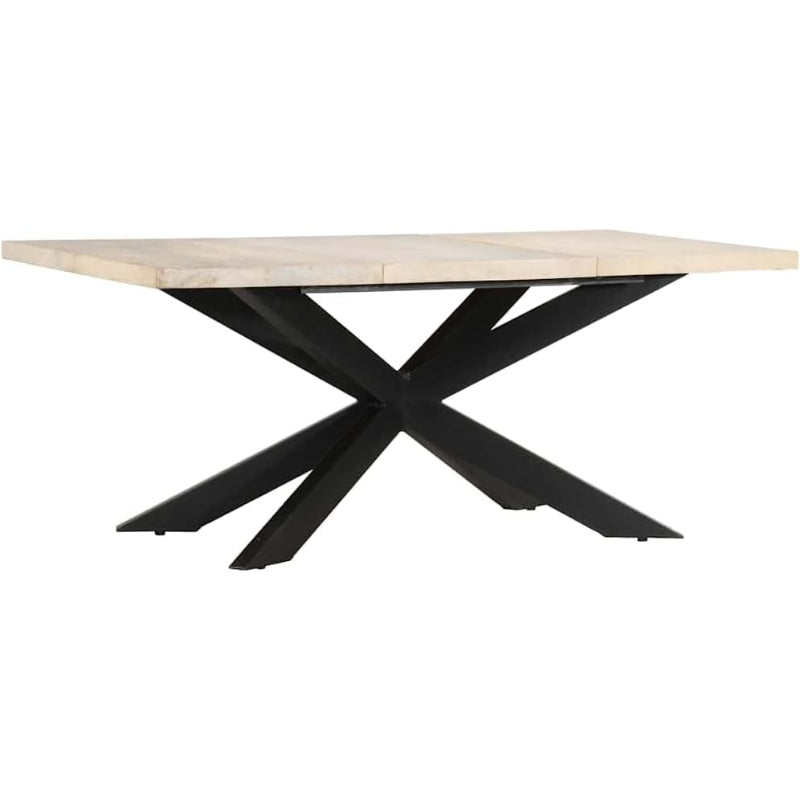 Solid Mango Wood Dining Table with Steel Legs