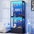 71" 5‑Tier Glass Display Cabinet with Storage Drawer