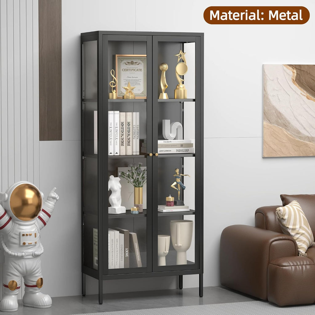 4‑Tier Glass Door Display Cabinet