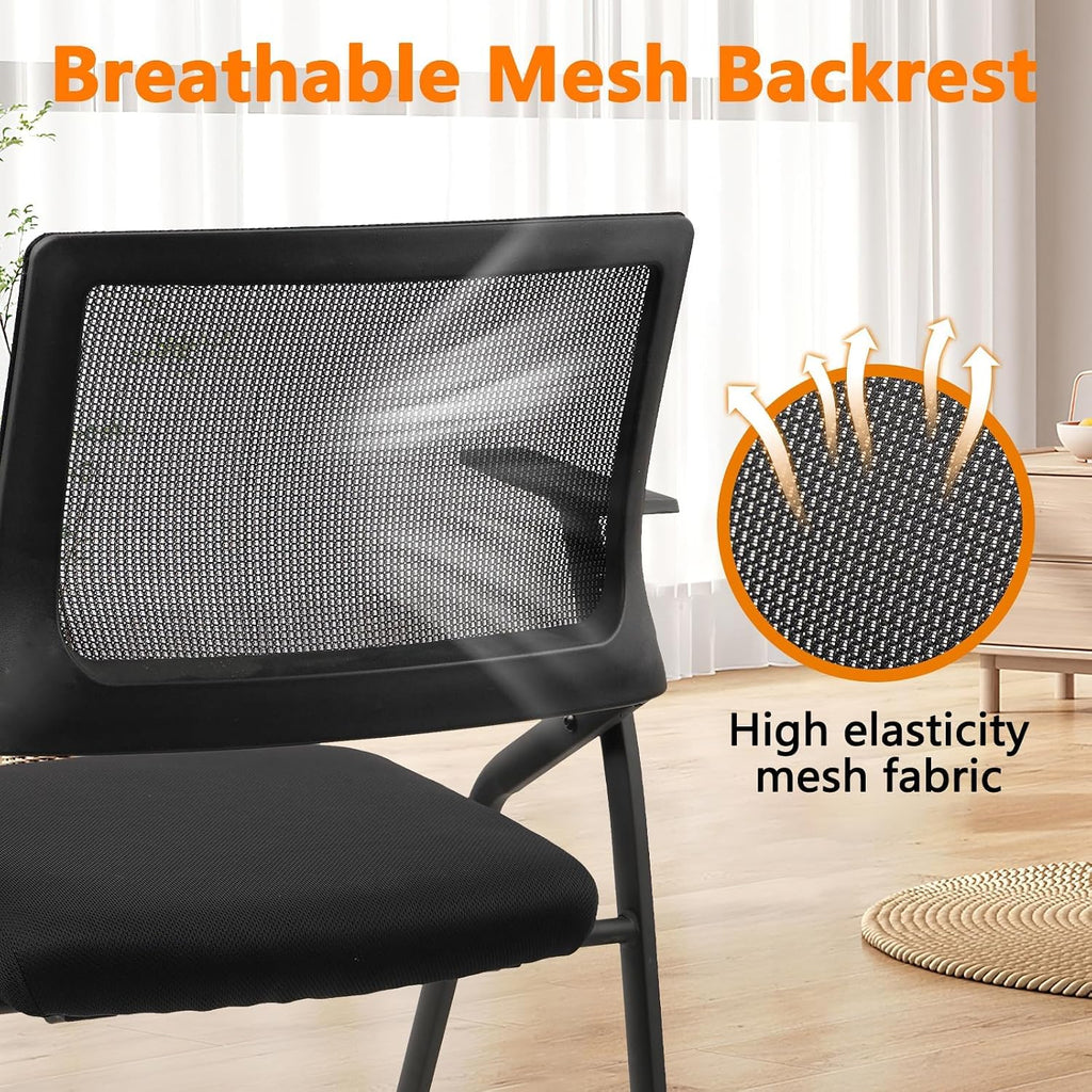 8 Pack Black Wheeled Padded Foldable Chairs