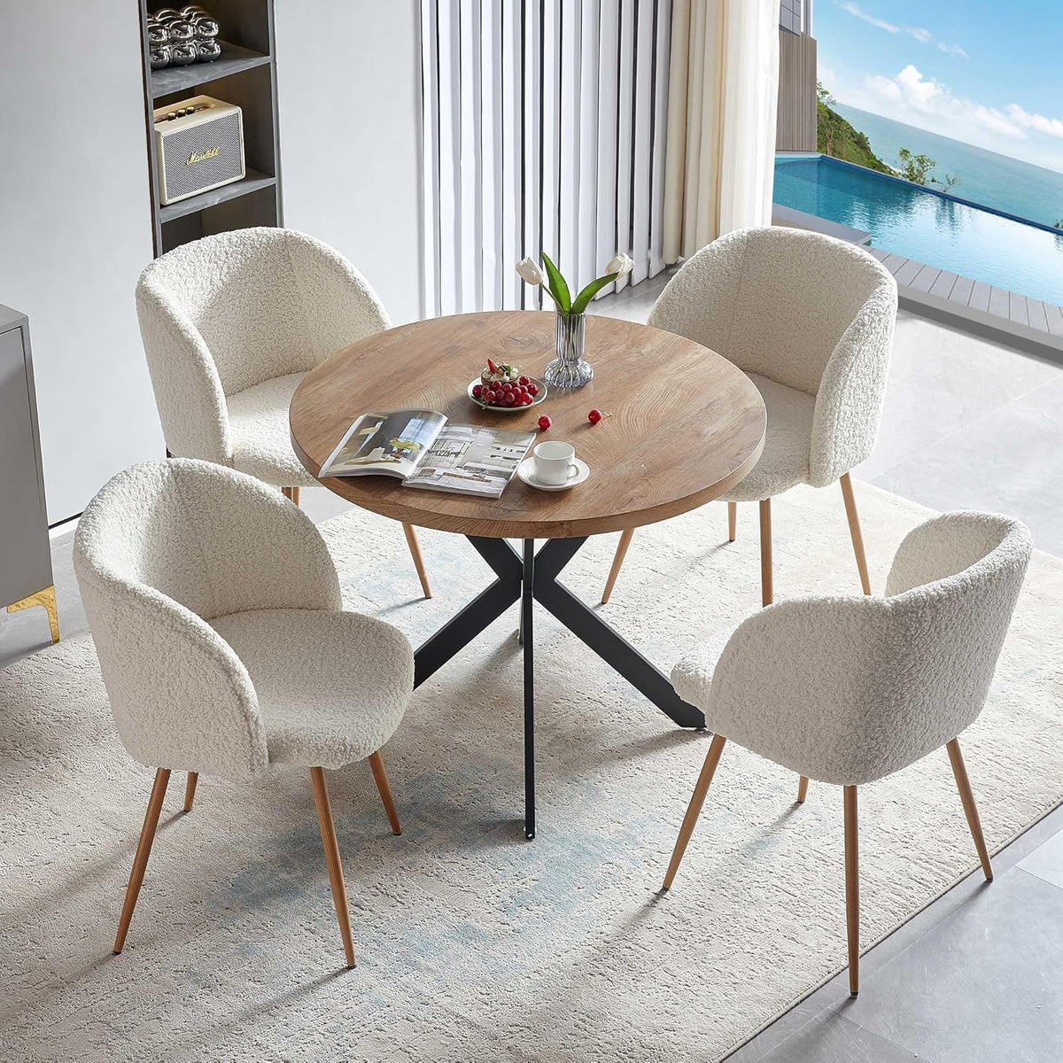 Round Wood Dining Table For 4 Persons