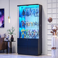 Black Tall Glass Display Cabinet with LED Sensor Light