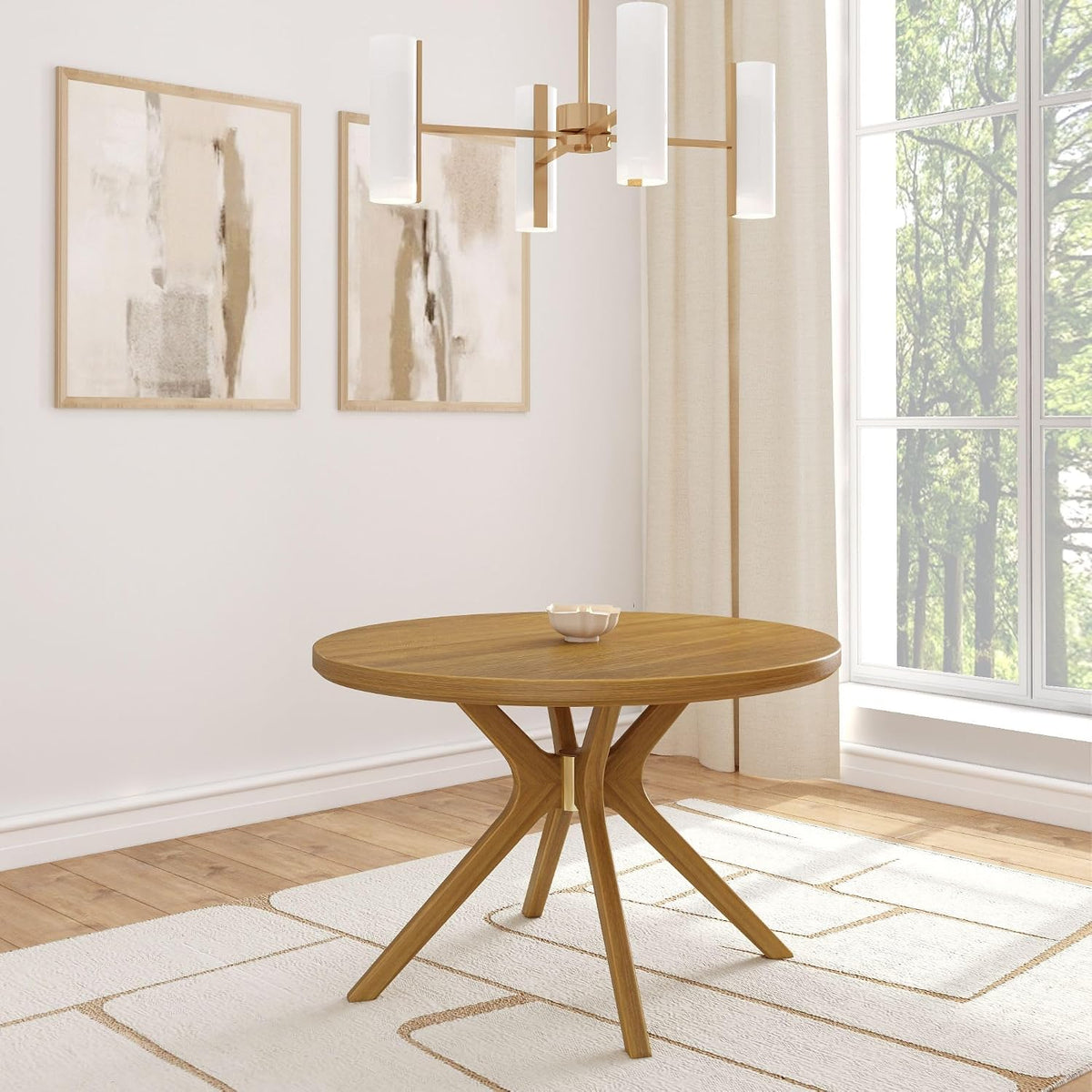 47 Inch Dining Table, Round, Pecan