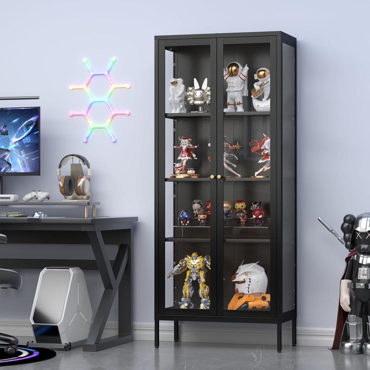 4‑Tier Glass Door Display Cabinet