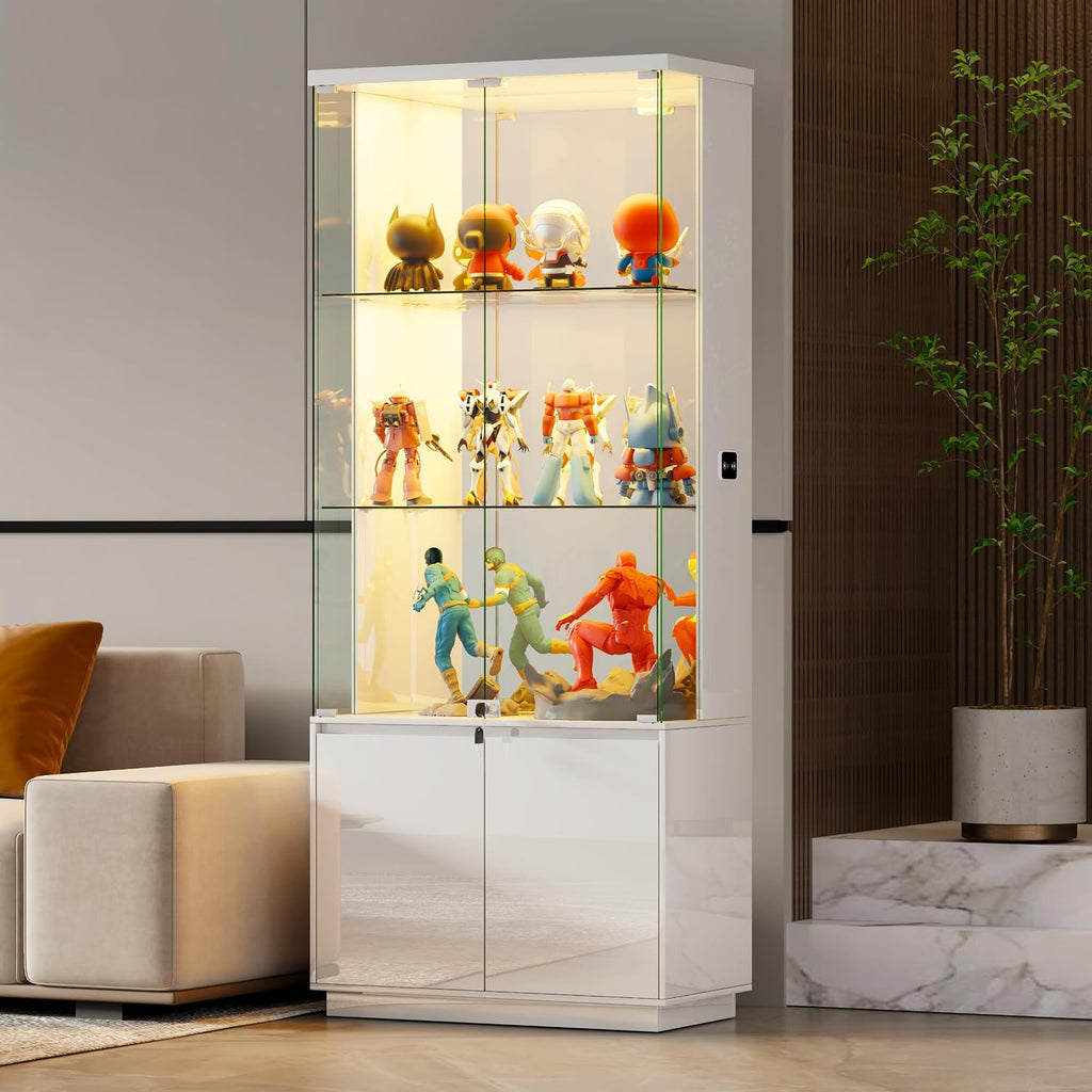 71" Lockable Glass Display Cabinet with LED Sensor