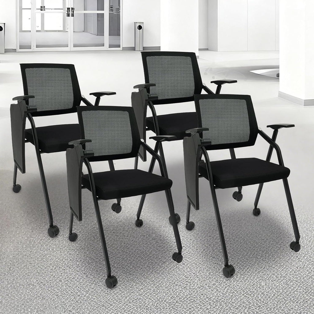 4 Pack Wheeled Foldable Chairs With Writing Board