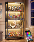 Black 4‑Tier Glass Curio Cabinet with LED Lights
