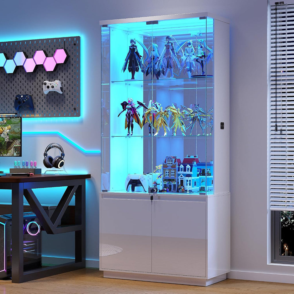 71" Lockable Glass Display Cabinet with LED Sensor