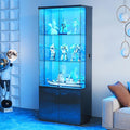 Black Tall Glass Display Cabinet with Lights