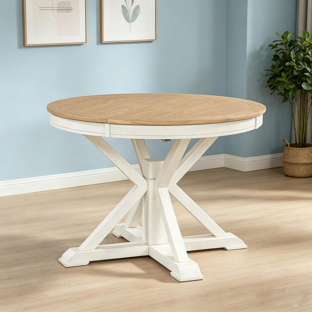 Retro Extendable Oval Wooden Dining Table
