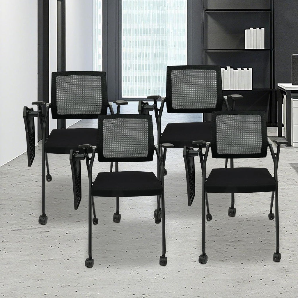 4 Pack Wheeled Foldable Chairs With Writing Board
