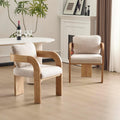 2 Pack Beige Cushion Curved‑Back Solid Wood Dining Chairs