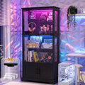 4‑Tier Glass Door Display Cabinet with RGB Lights