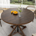 47" Brown Rustic Round Wood Dining Table