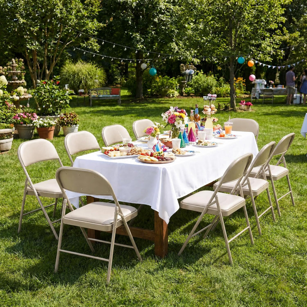 4 Pack Khaki Padded Metal Folding Chairs