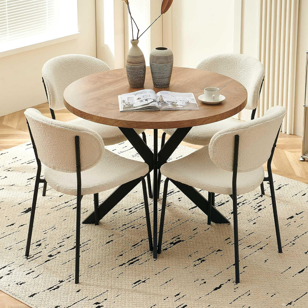 Round Wood Dining Table For 4 Persons